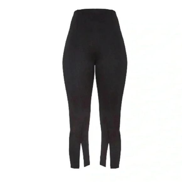 Pretty Little Thing Black Front Split Straight Leg Pants - Picture 1 of 7